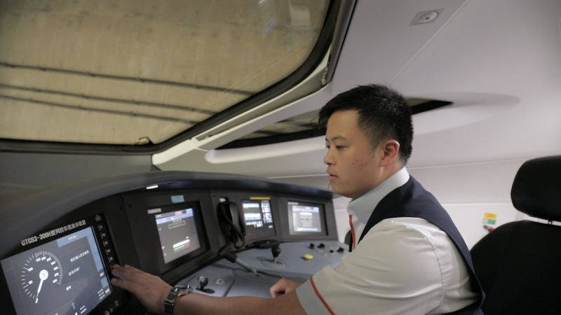 Into the high-speed train driving cab