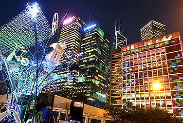 HK landmarks lit up