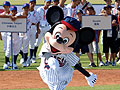 Mickey Mouse throwing the first ball
