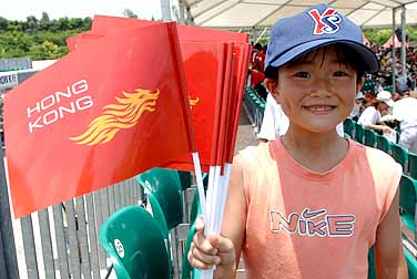 Little girl showing support of team HK