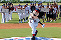 Mickey Mouse throwing the first ball