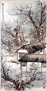 梅花書屋主人閒居讀書圖